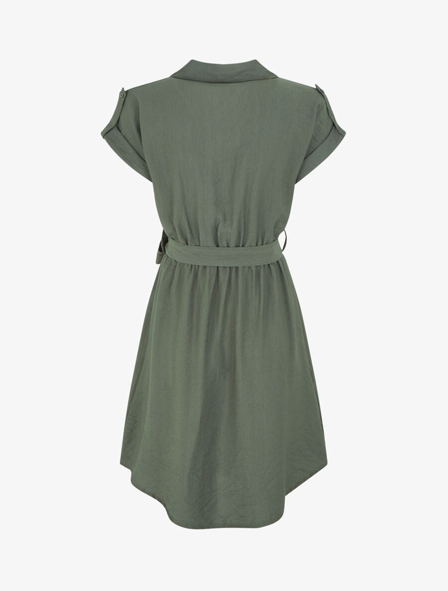 Robe unie ceinturée - Kaki - 2