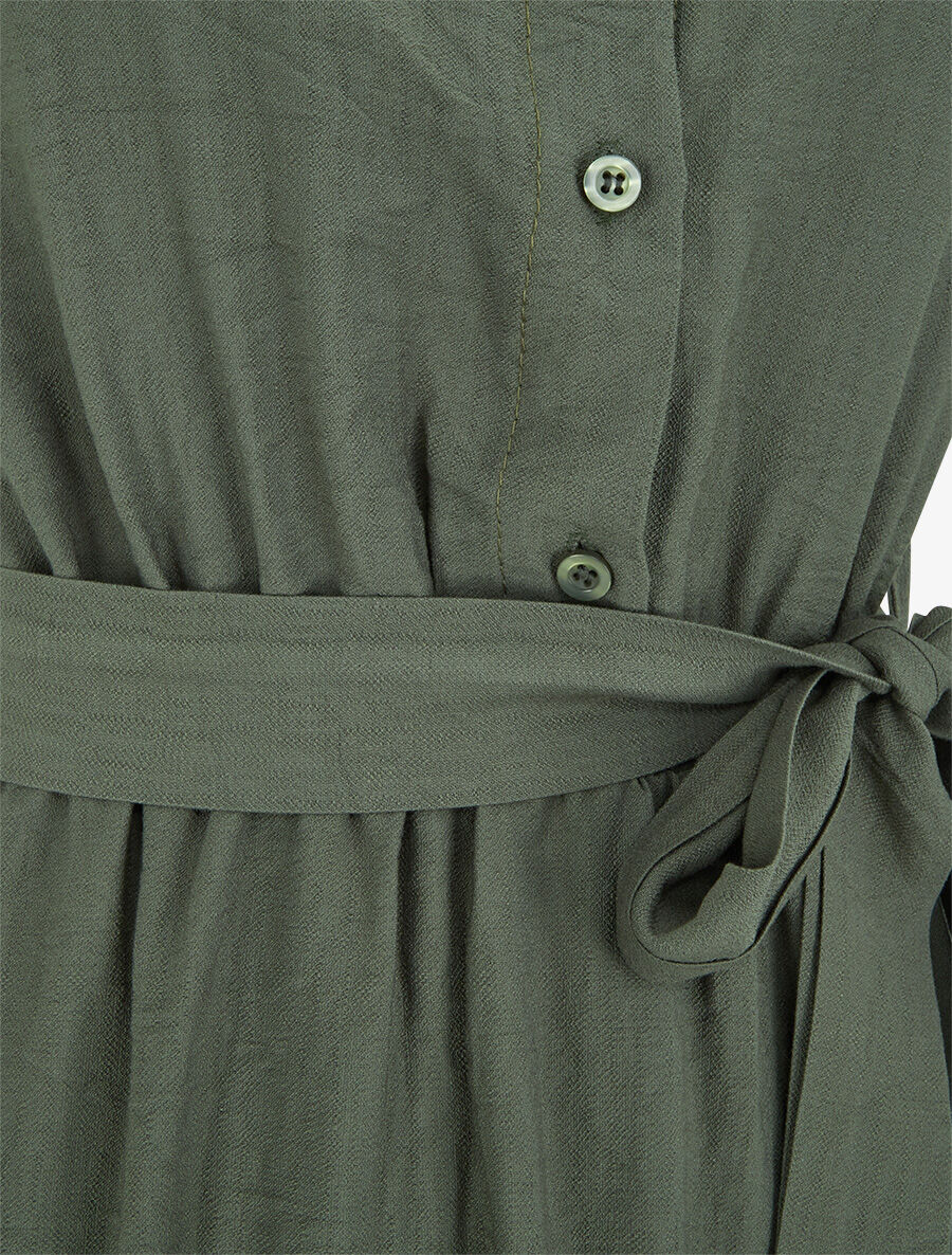 Robe unie ceinturée - Kaki - 3