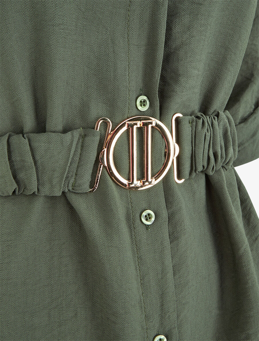 Tunique unie et ceinturée - Kaki - 3