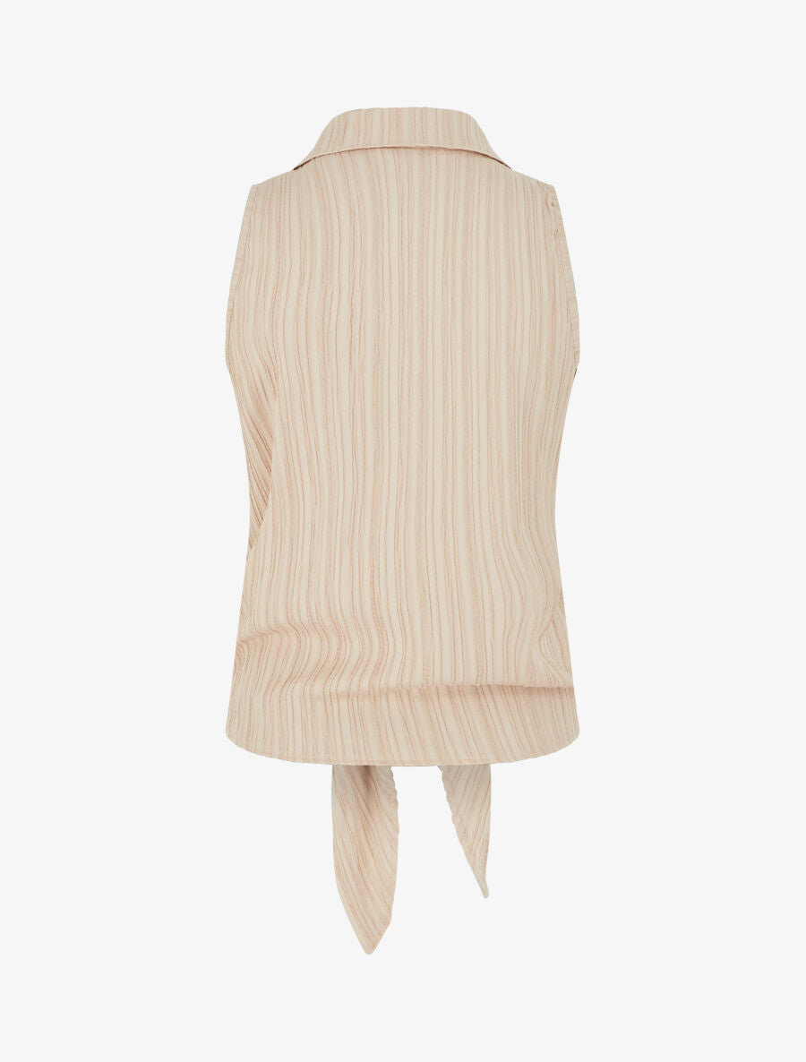 Top à nouer effet texturé - Beige - 2