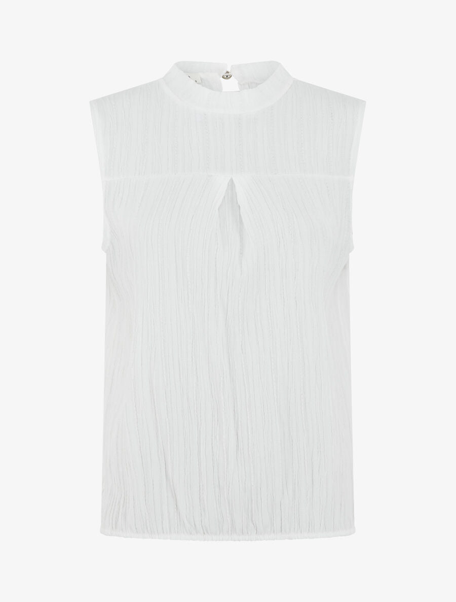 Top texturé ample sans manches - Blanc - 1