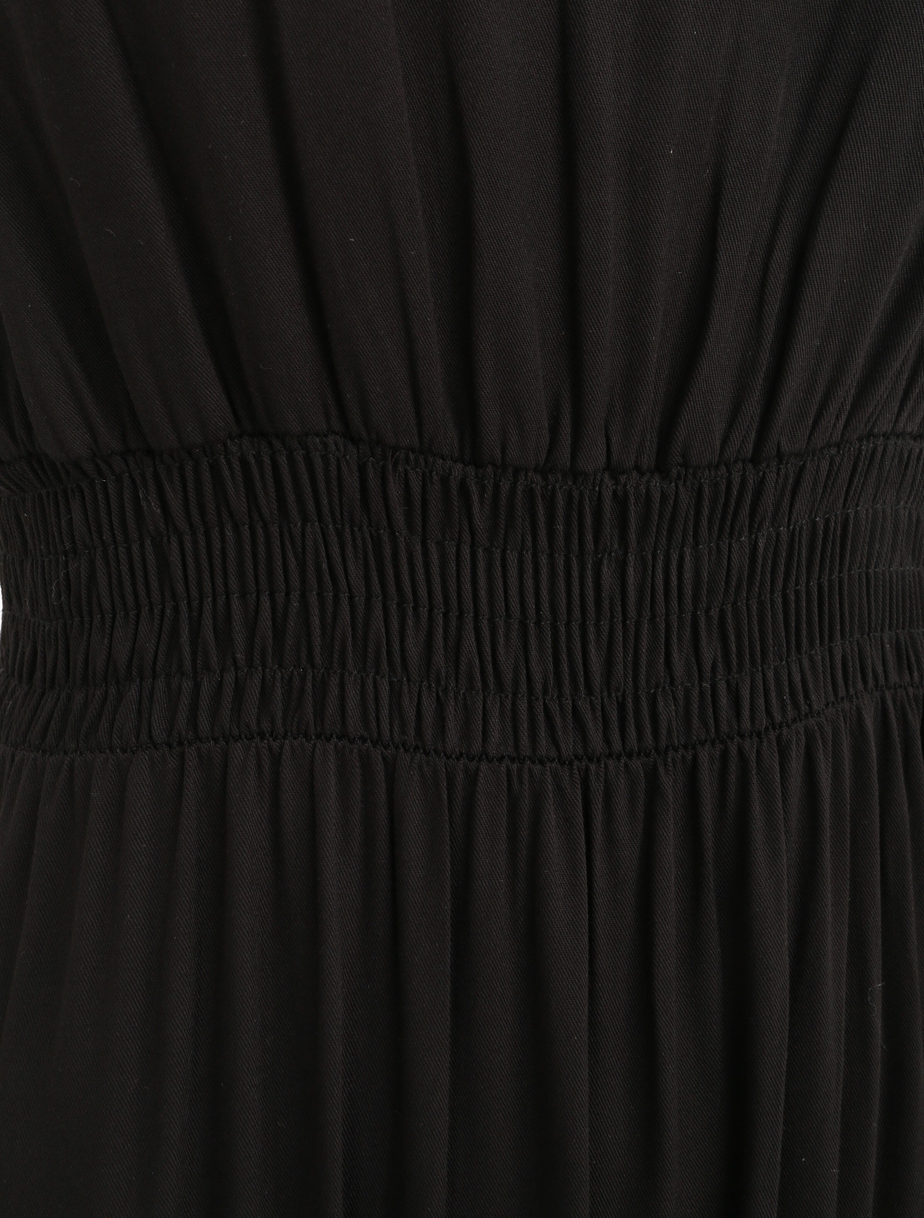 Robe longue cintrée à taille élastiquée - Noir - 3