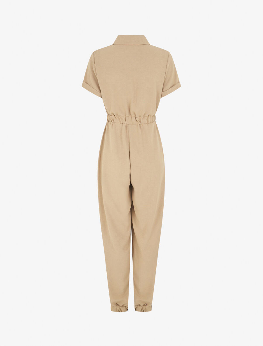 Combinaison unie à buste zippée - Beige - 2