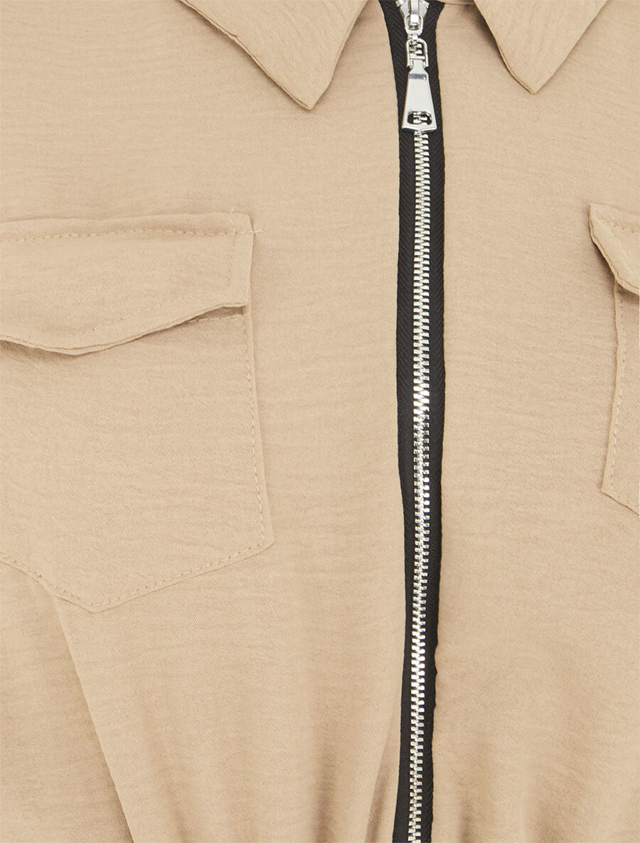 Combinaison unie à buste zippée - Beige - 3