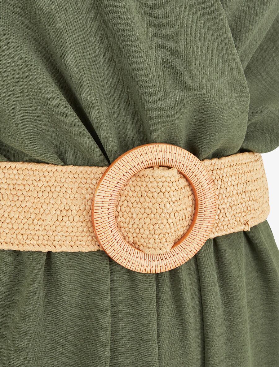 Combinaison fluide unie ceinturée - Kaki - 3