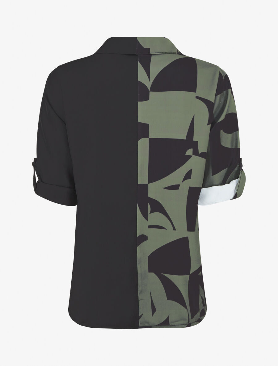 Chemise droite imprimé graphique - Kaki - 2