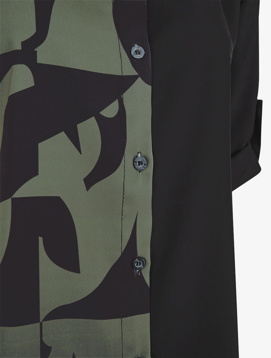 Chemise droite imprimé graphique - Kaki - 3
