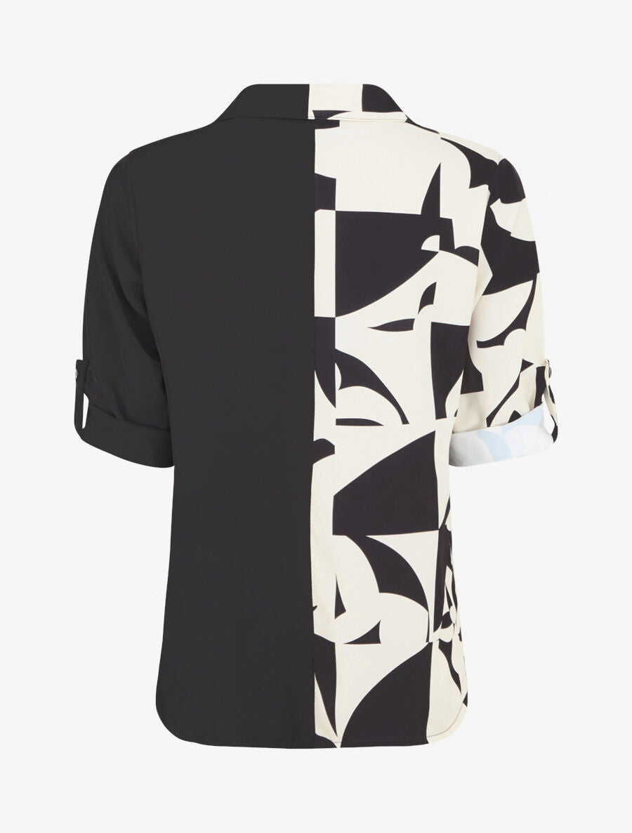 Chemise droite imprimé graphique - Beige - 2