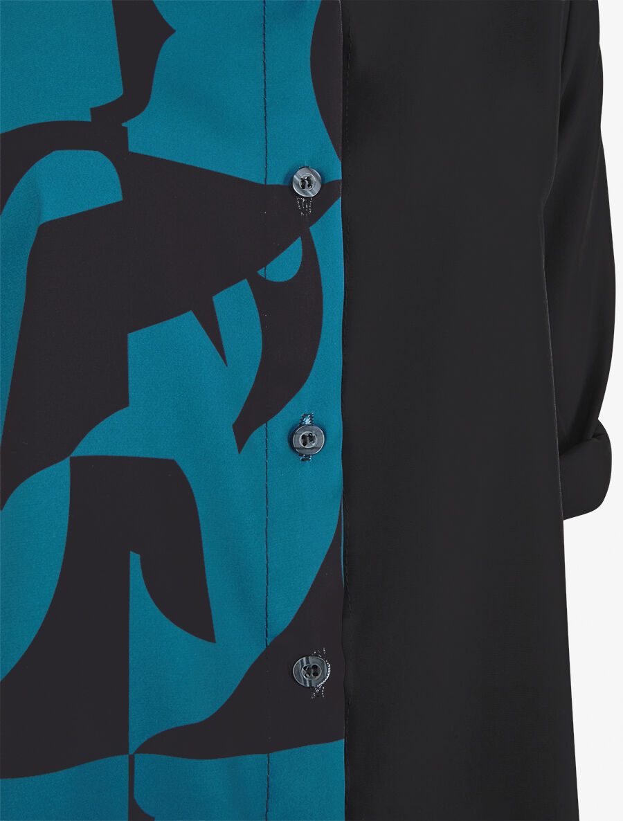 Chemise droite imprimé graphique - Bleu canard - 3