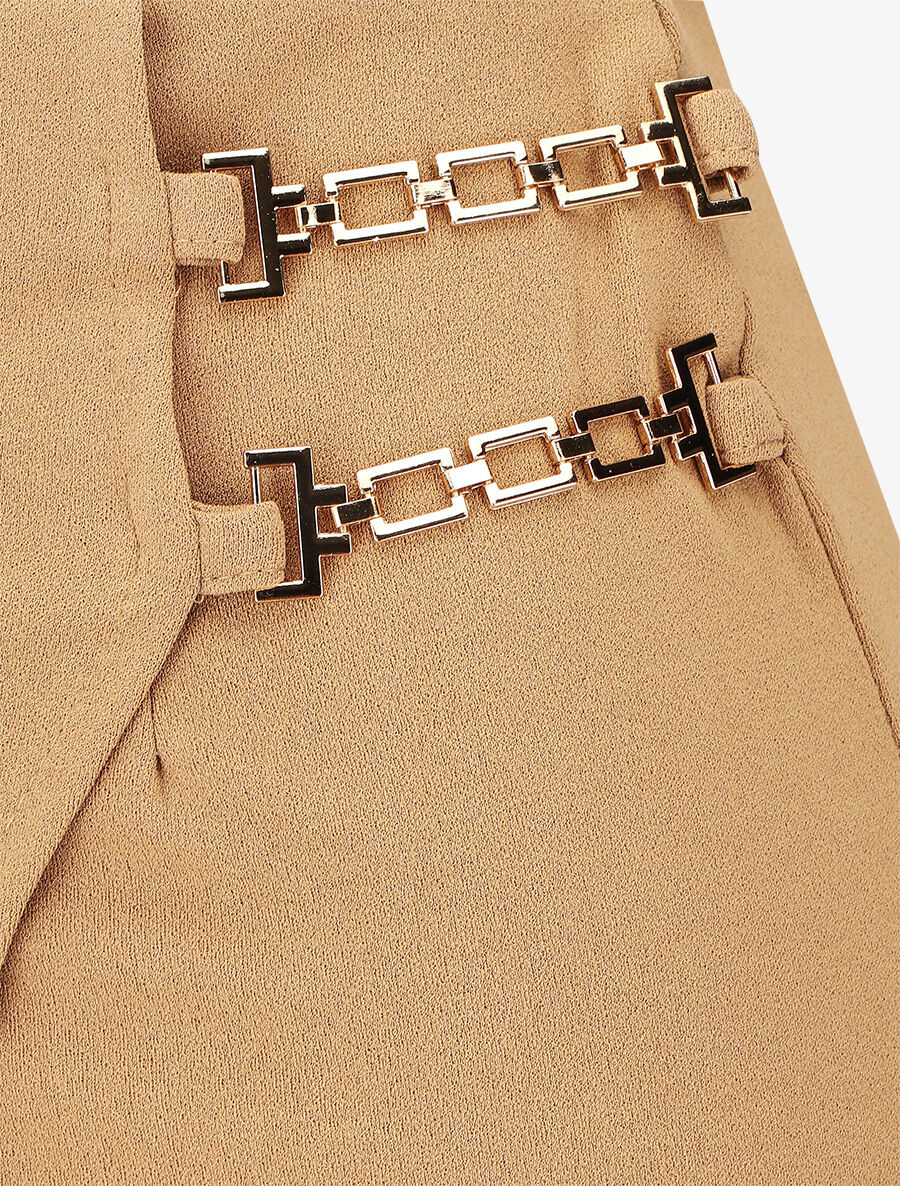 Jupe mi-longue portefeuille - Beige foncé - 3