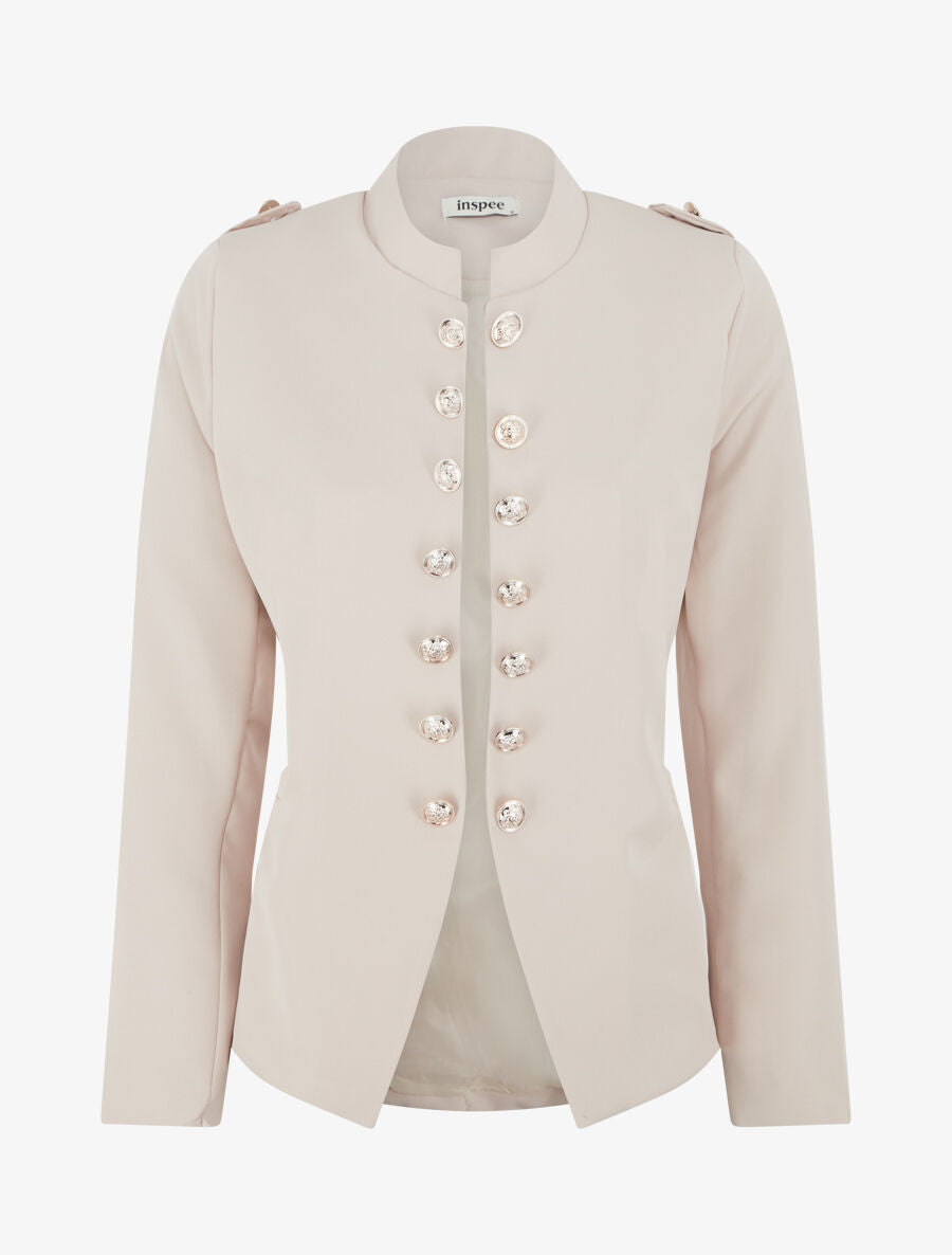 Veste droite style officier - Beige - 5