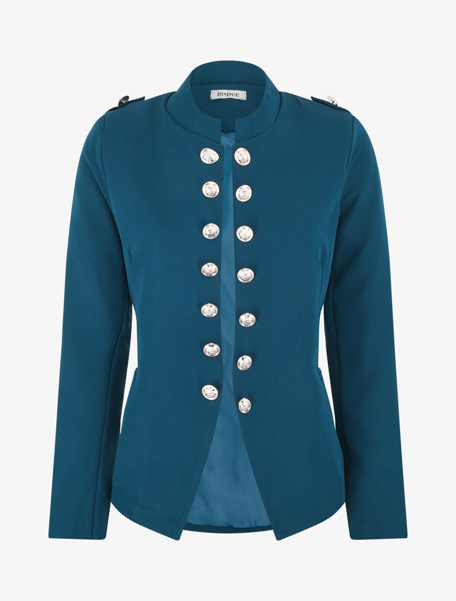 Veste droite style officier - Bleu canard - 1