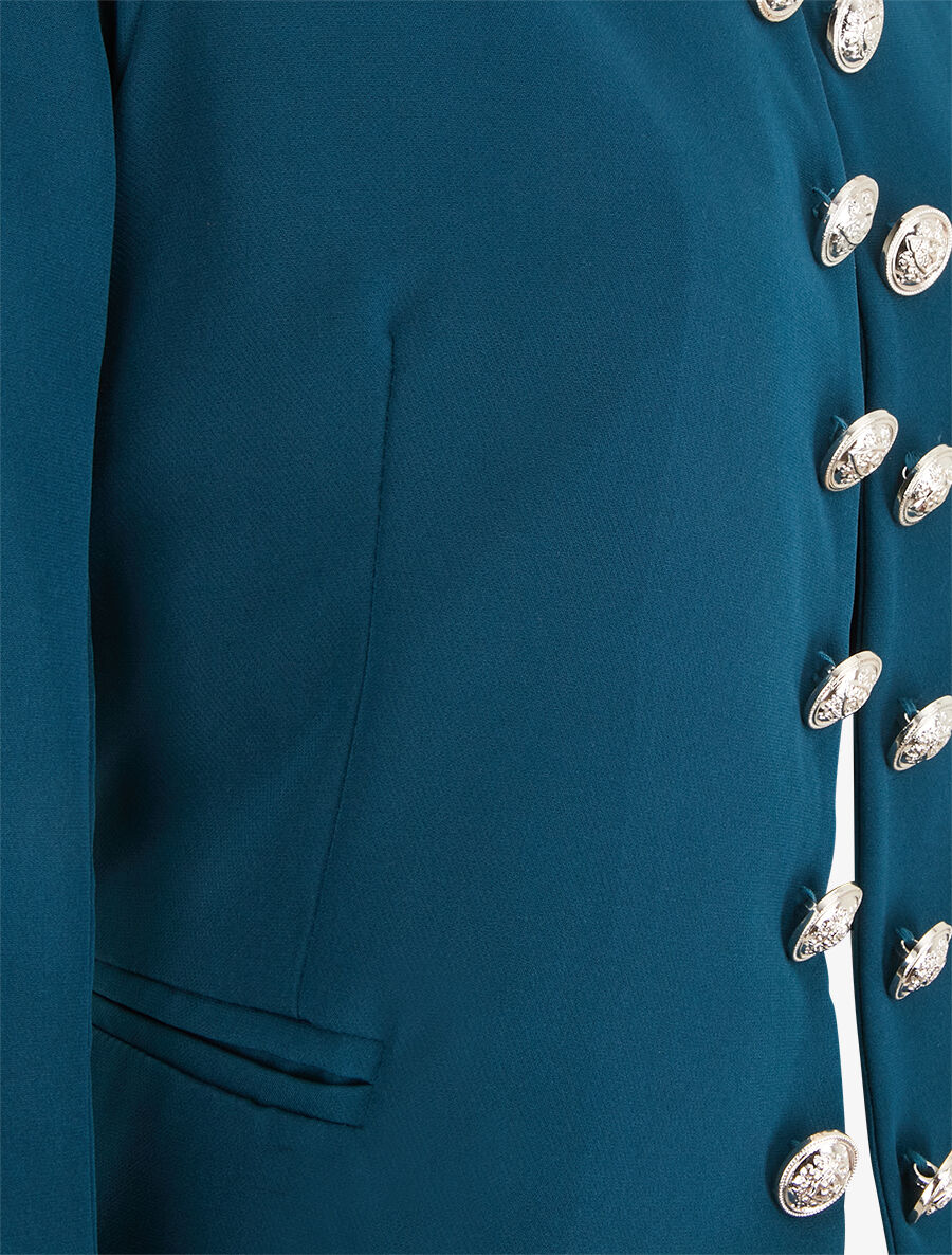 Veste droite style officier - Bleu canard - 3