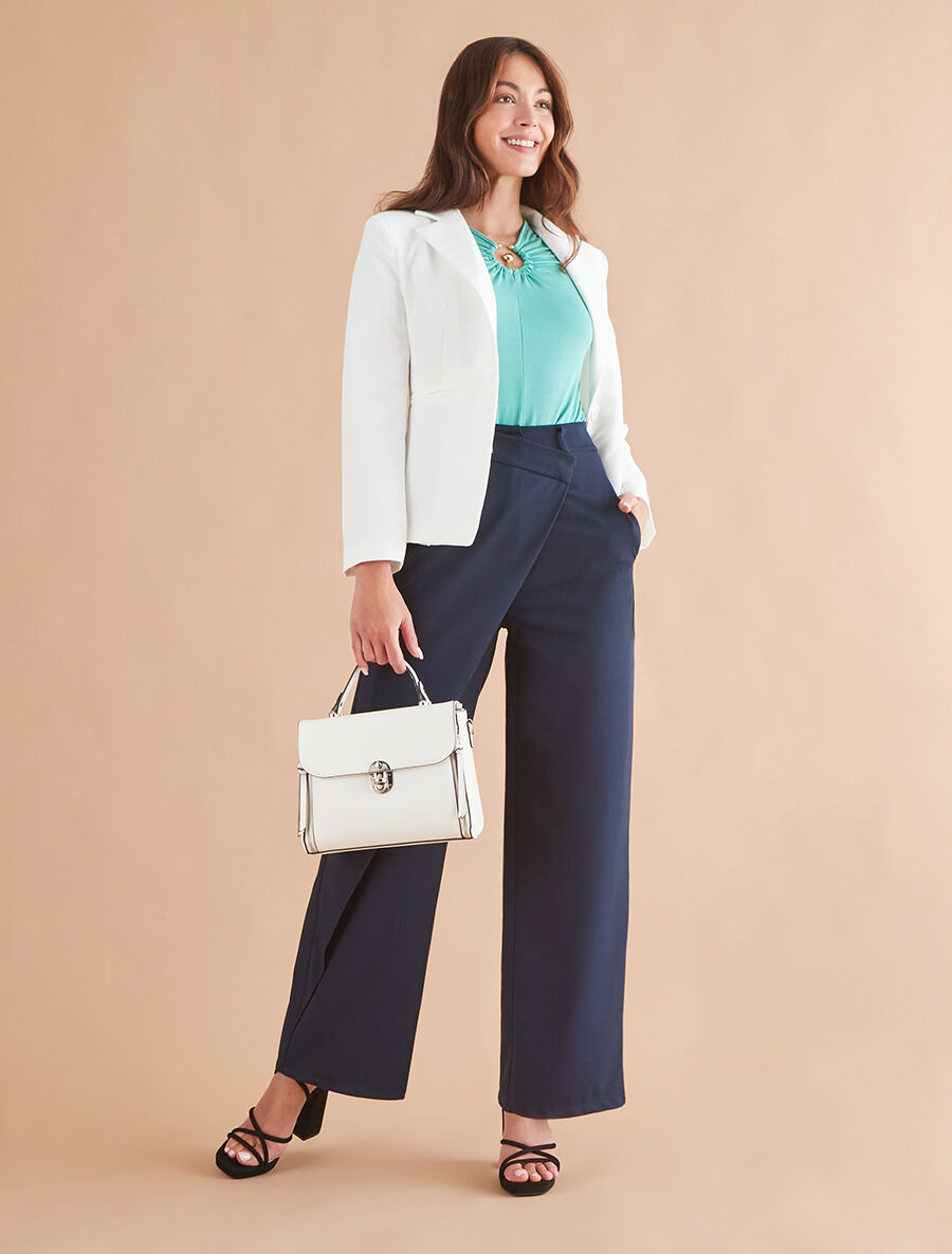 Veste mi-longue à poches décoratives - Blanc - 4