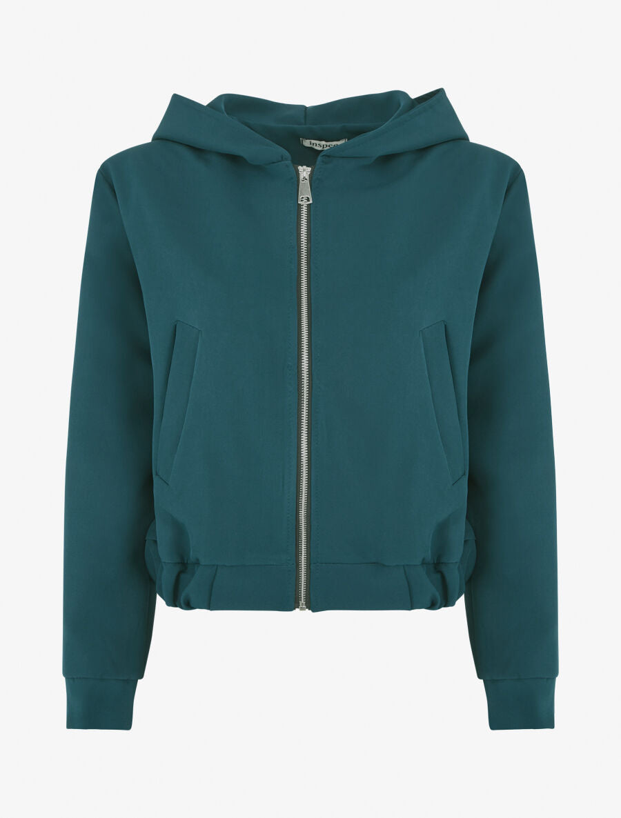 Sweat zippé à capuche - Bleu canard - 1