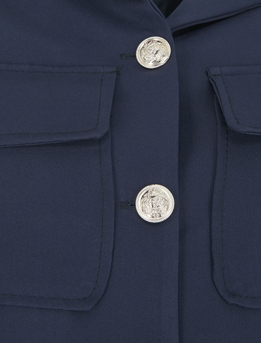 Blazer boutonné à poches - Marine - 3