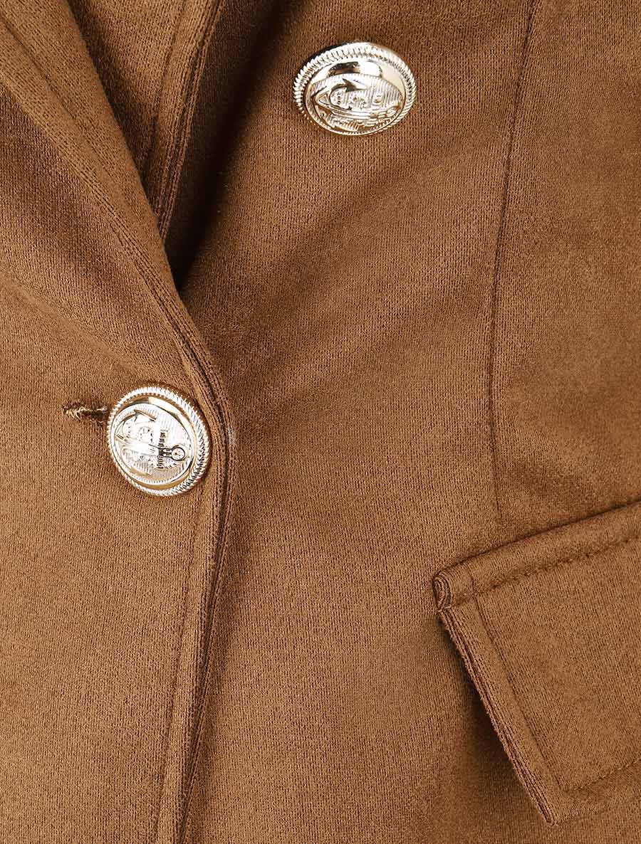 Veste mi-longue style officier - Taupe - 3