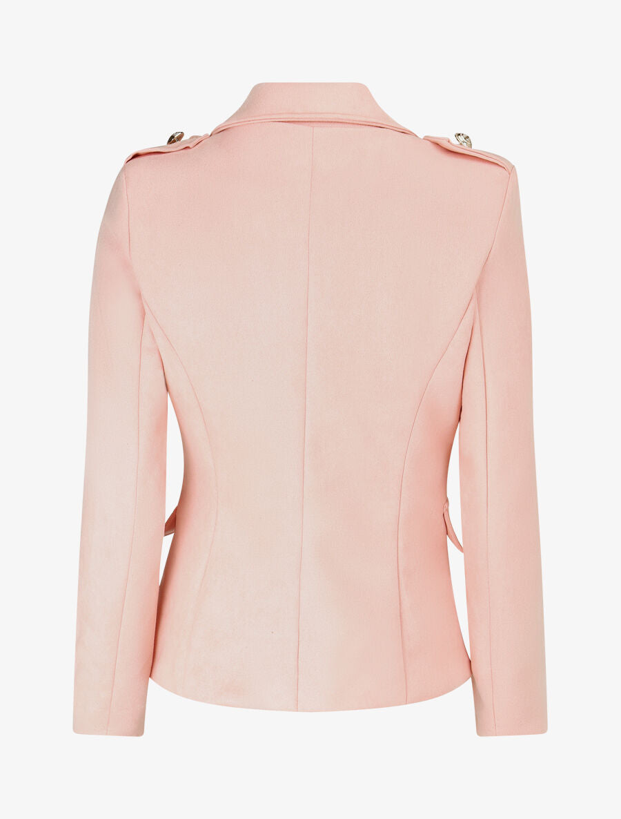Veste mi-longue style officier - Rose - 2