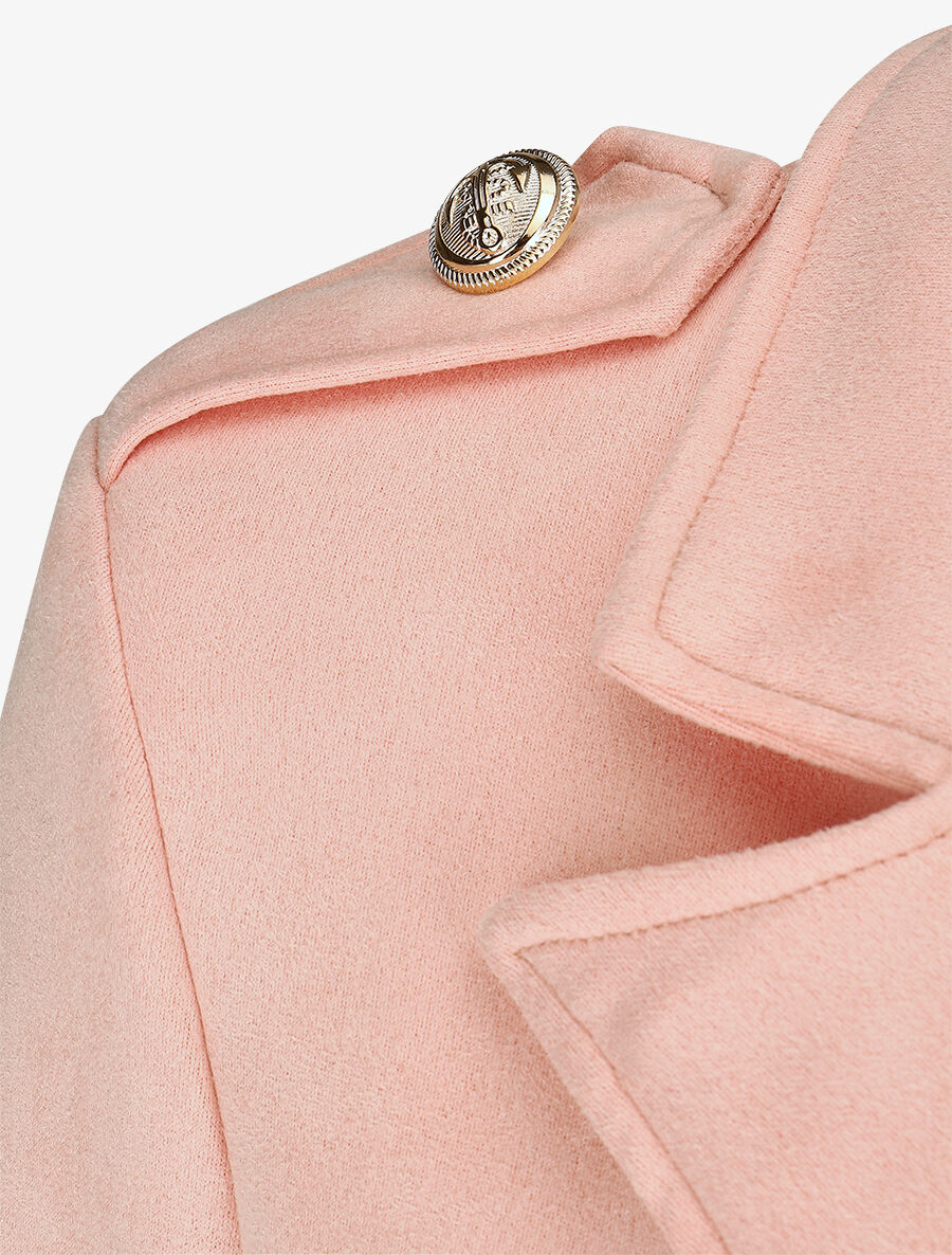 Veste mi-longue style officier - Rose - 3