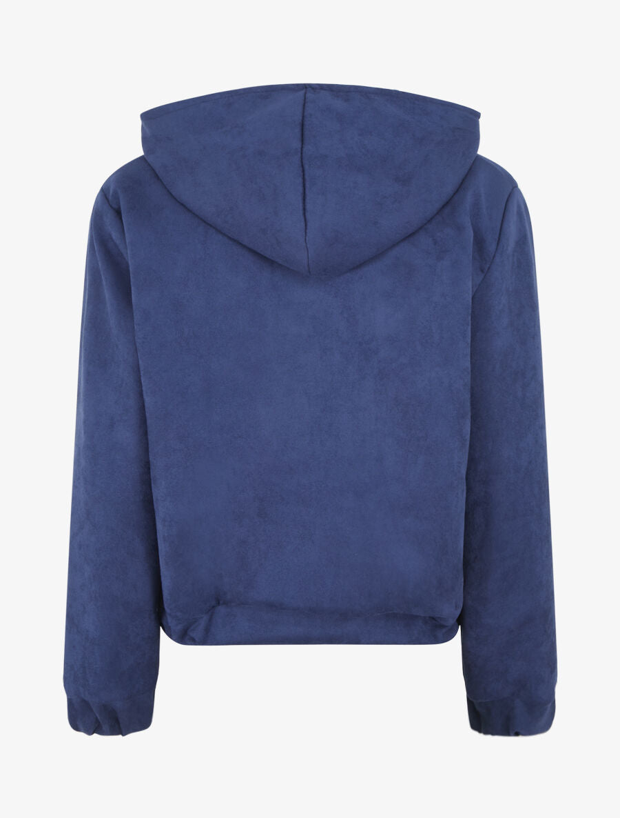 Veste courte en suédine à capuche - Marine - 2