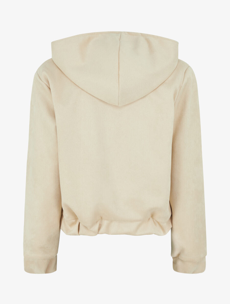 Veste courte en suédine à capuche - Beige - 2