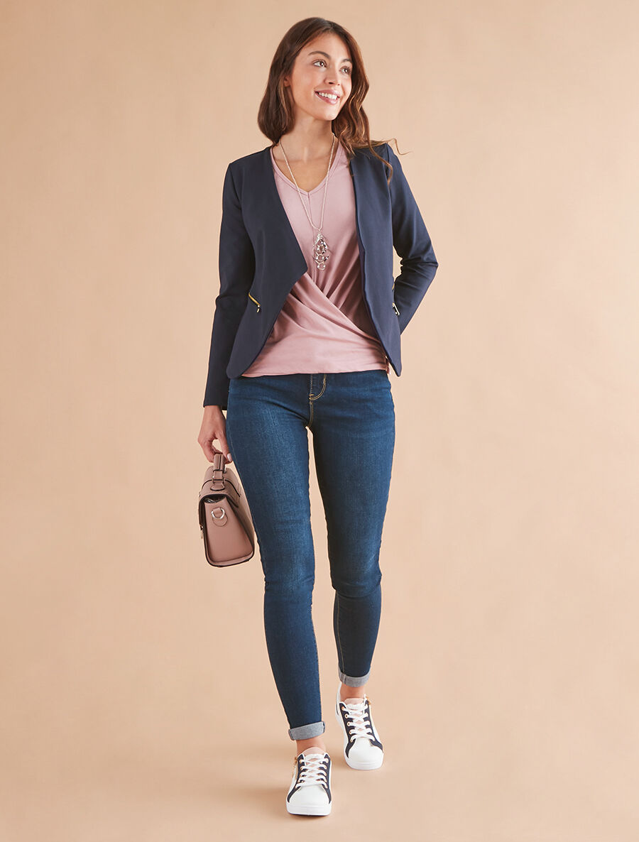 Blazer stretch à poches zippées - Bleu marine - 4