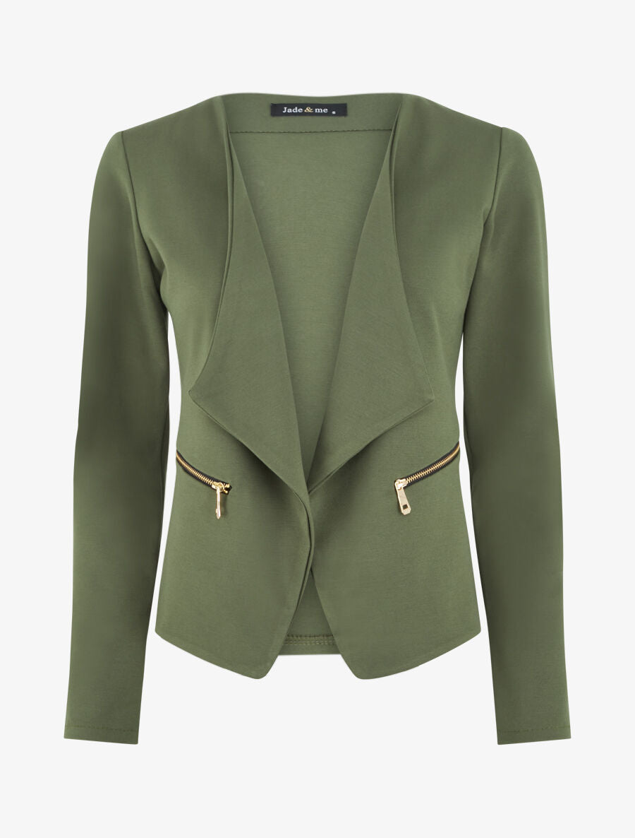 Blazer stretch à poches zippées - Kaki - 1