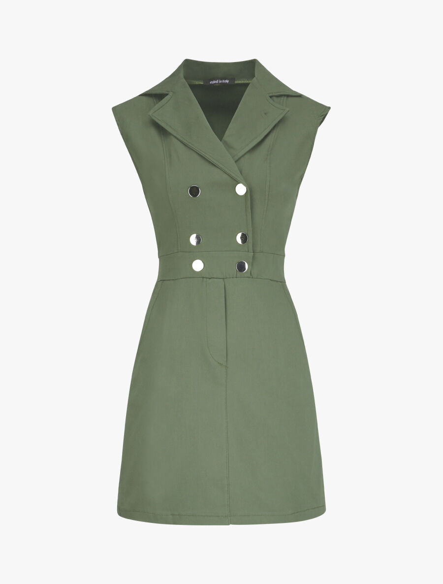 Robe courte coupe ajustée style tailleur - Kaki - 5