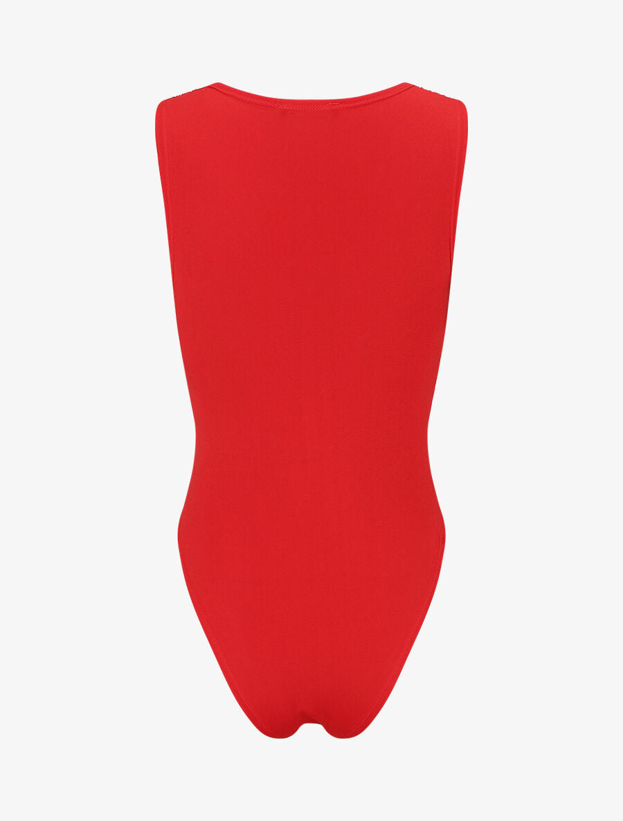 Body sans manches effet drapé - Rouge - 2