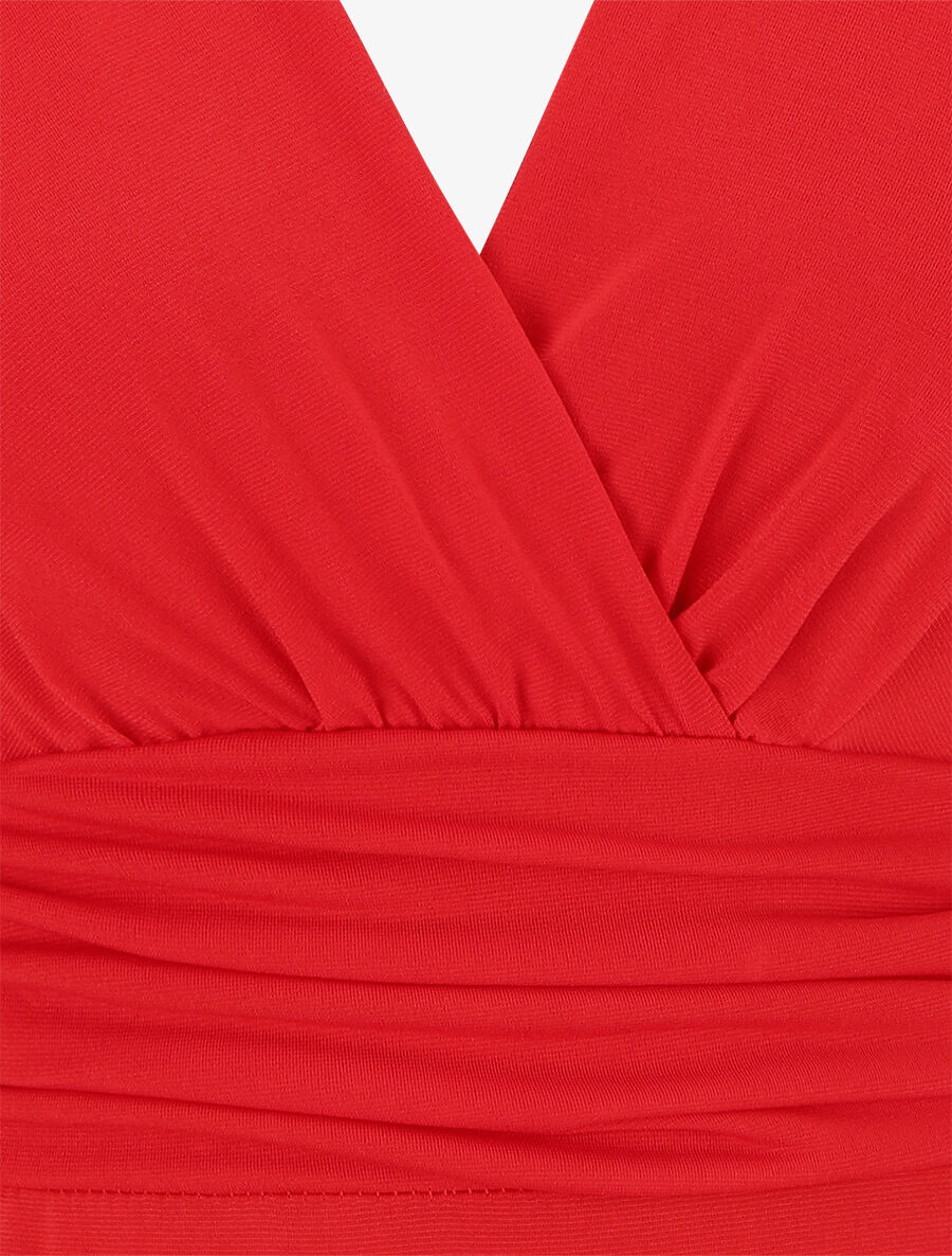 Body sans manches effet drapé - Rouge - 3