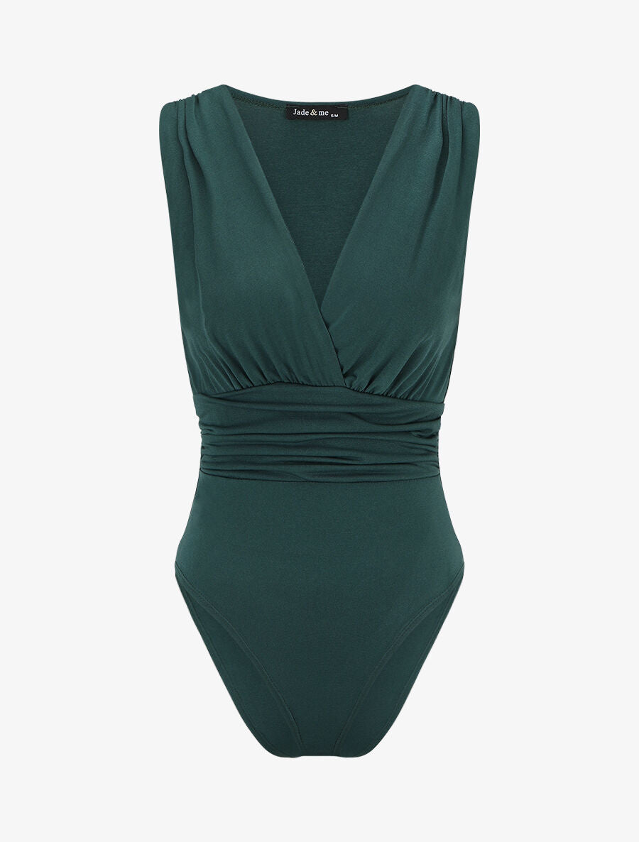 Body sans manches effet drapé - Vert foncé - 4