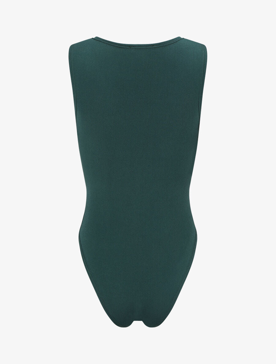 Body sans manches effet drapé - Vert foncé - 2