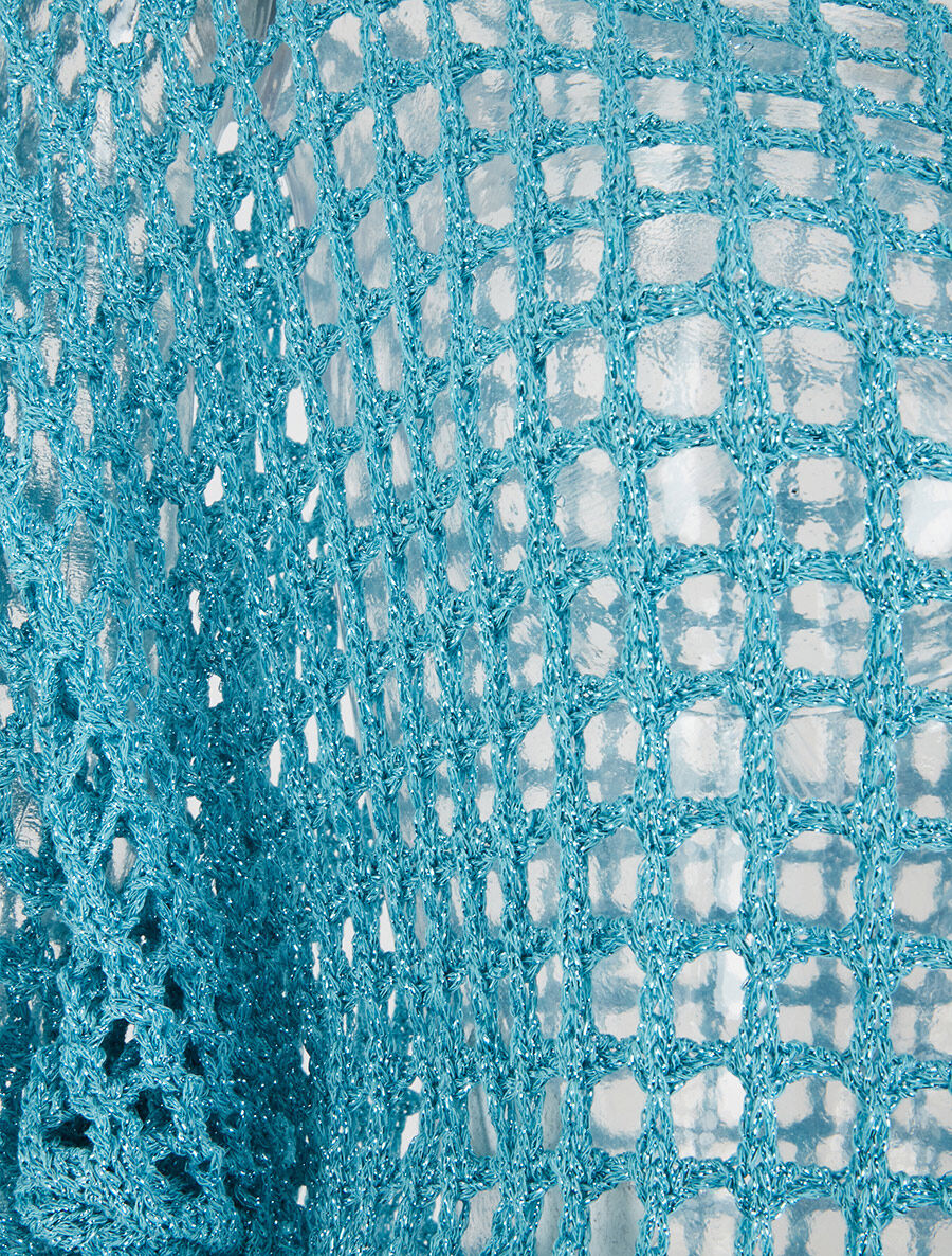 Pull brillant en maille ajourée - Turquoise - 3