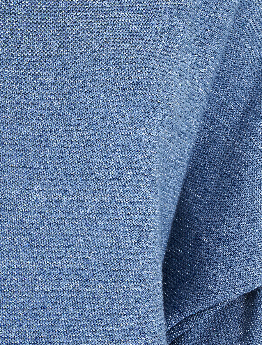 Pull en maille pailletée à col bateau - Bleu - 3