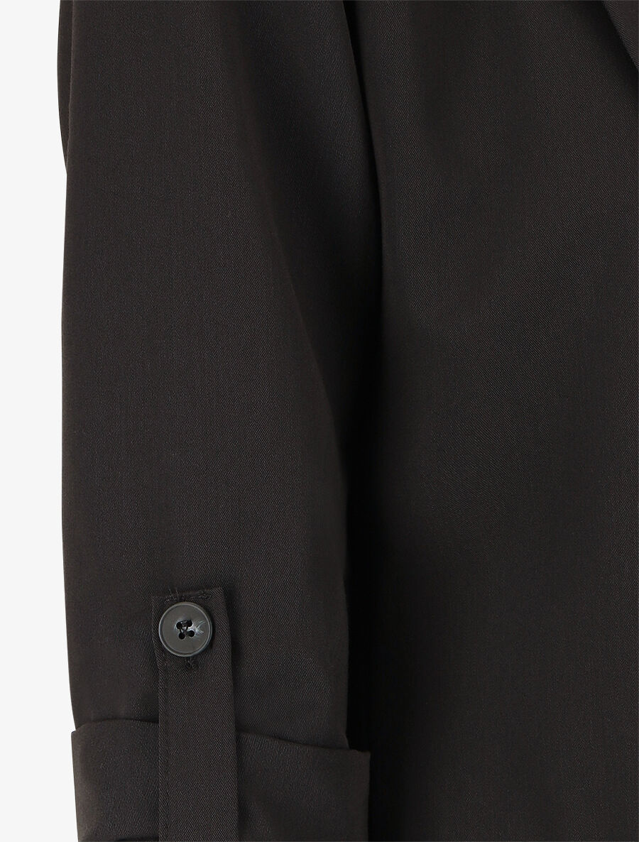Blazer mi-long à manches à revers - Noir - 3