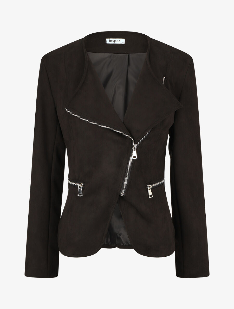 Veste en suédine style perfecto - Noir - 4