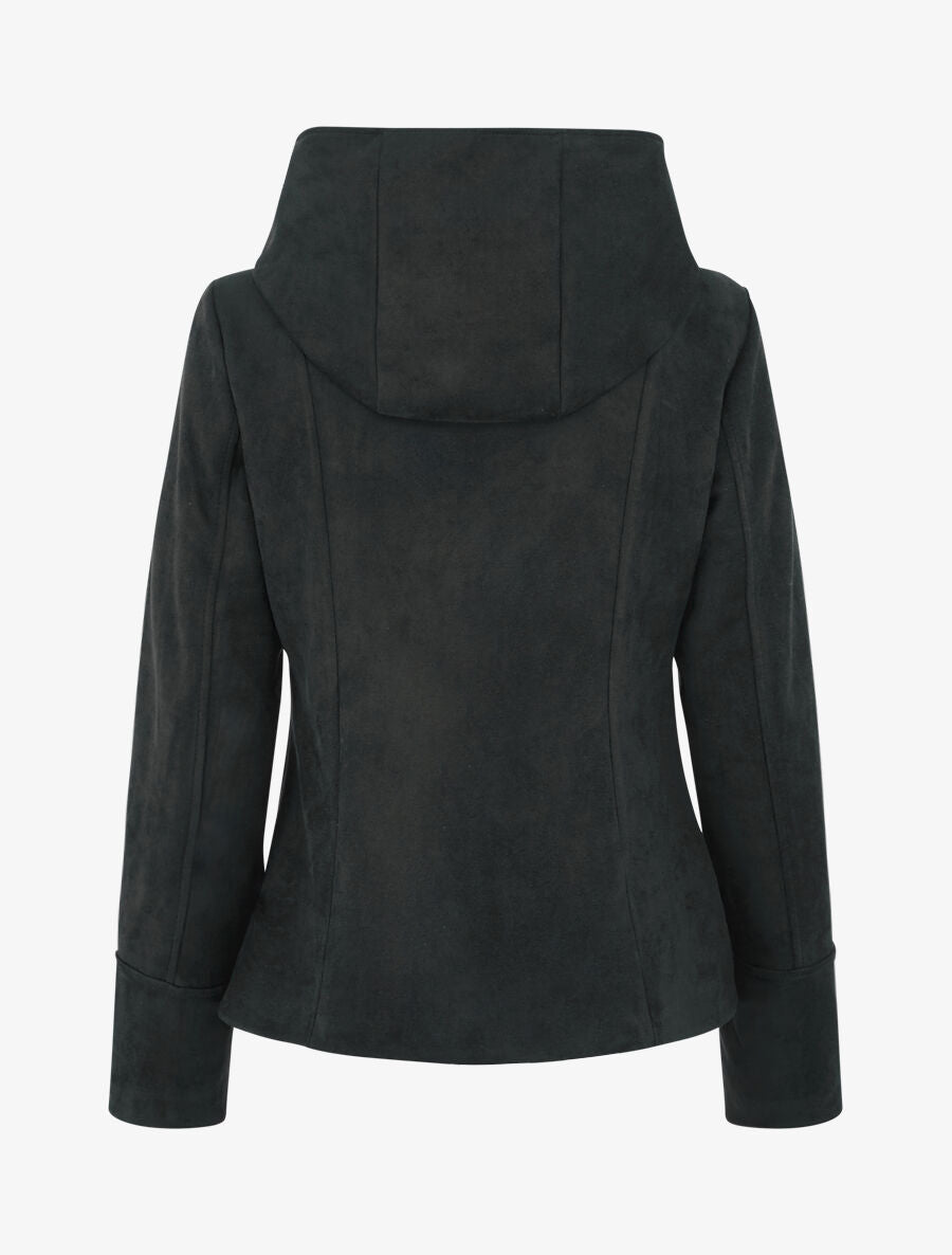 Veste en suédine zippée à capuche - Noir - 2