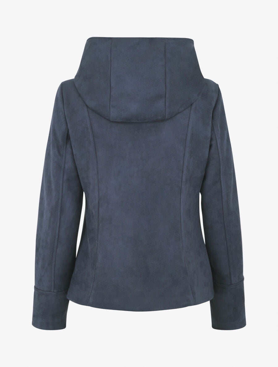 Veste en suédine zippée à capuche - Marine - 2