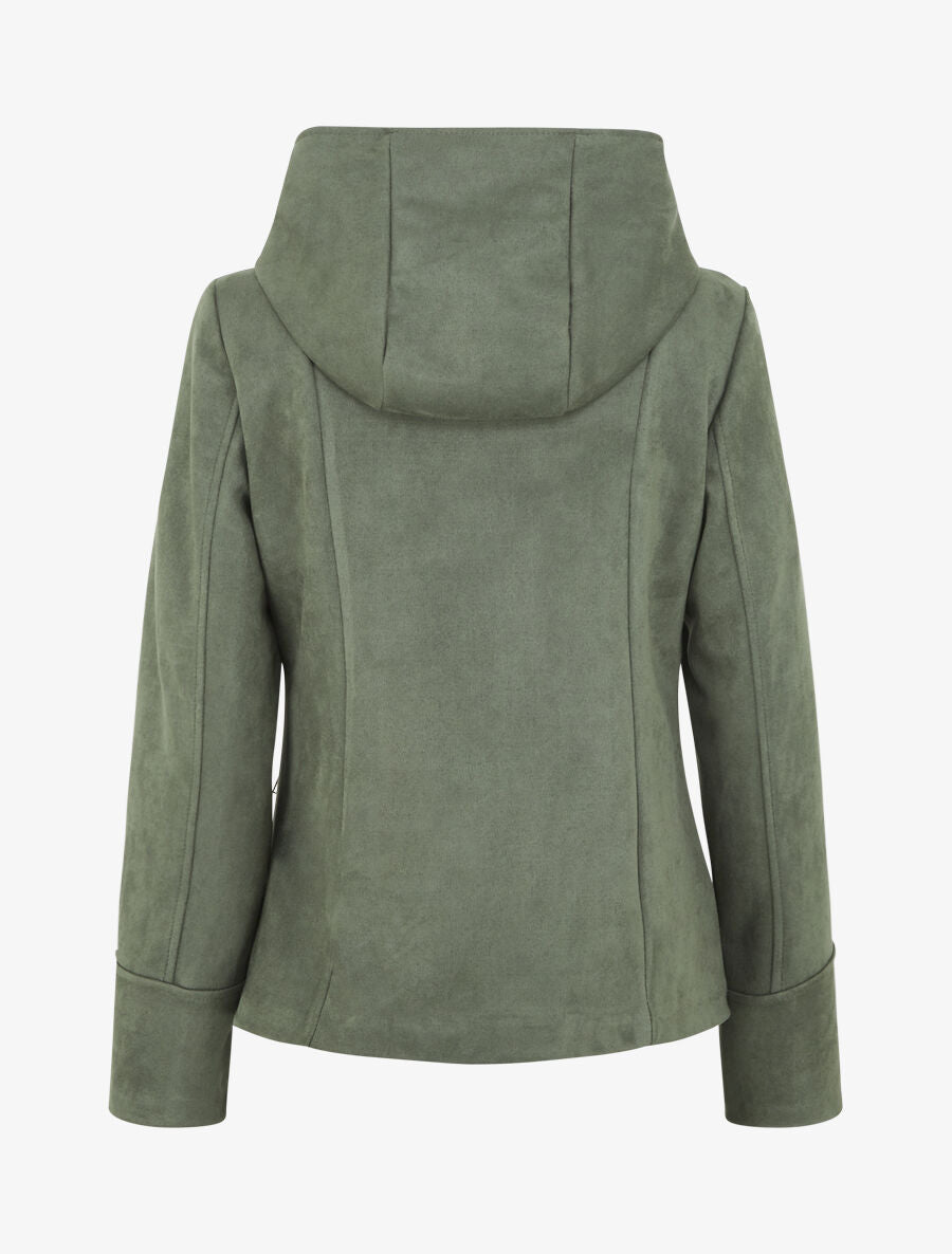 Veste en suédine zippée à capuche - Kaki - 2