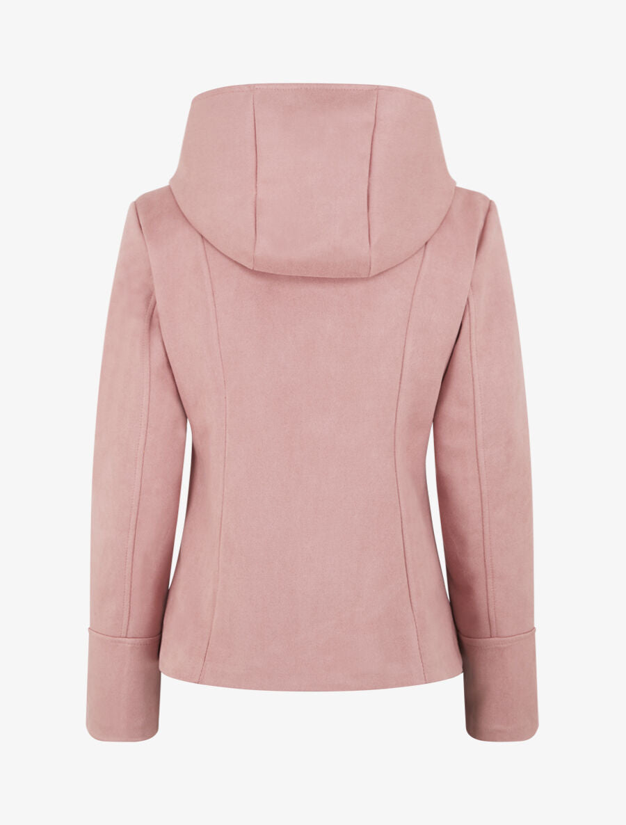 Veste en suédine zippée à capuche - Rose - 2