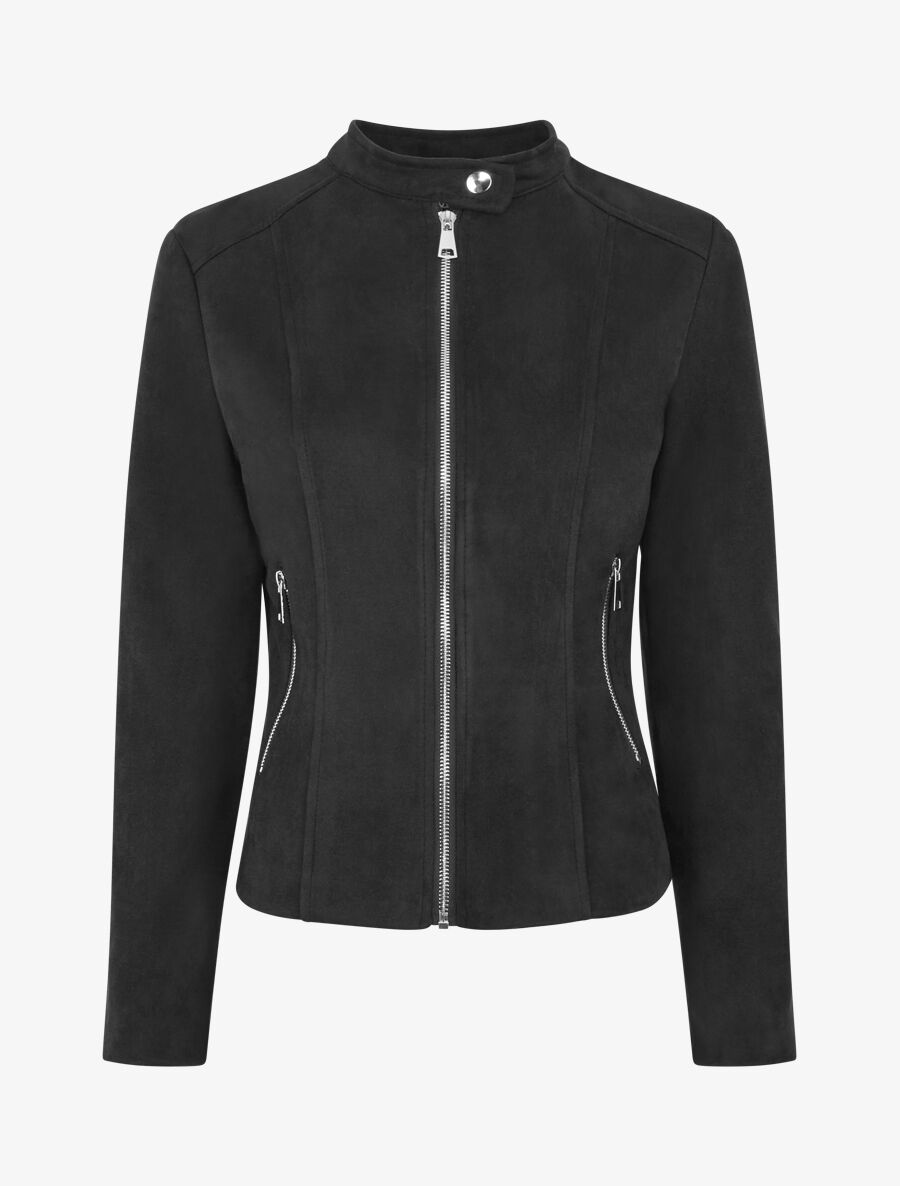 Veste en suédine zippée - Noir - 4