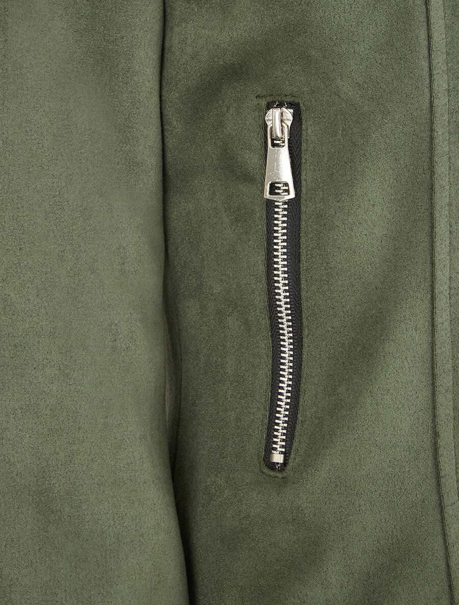 Veste en suédine zippée - Kaki - 3