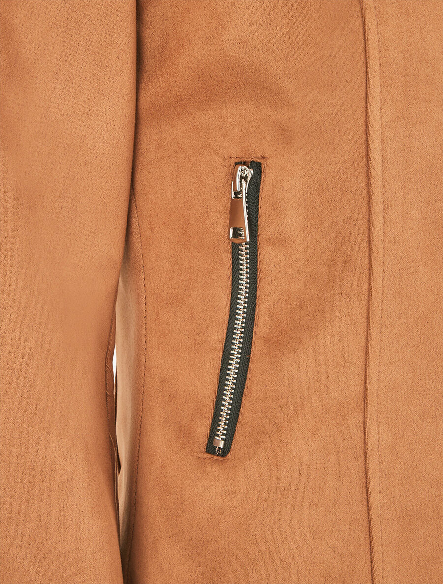 Veste en suédine zippée - Camel - 3