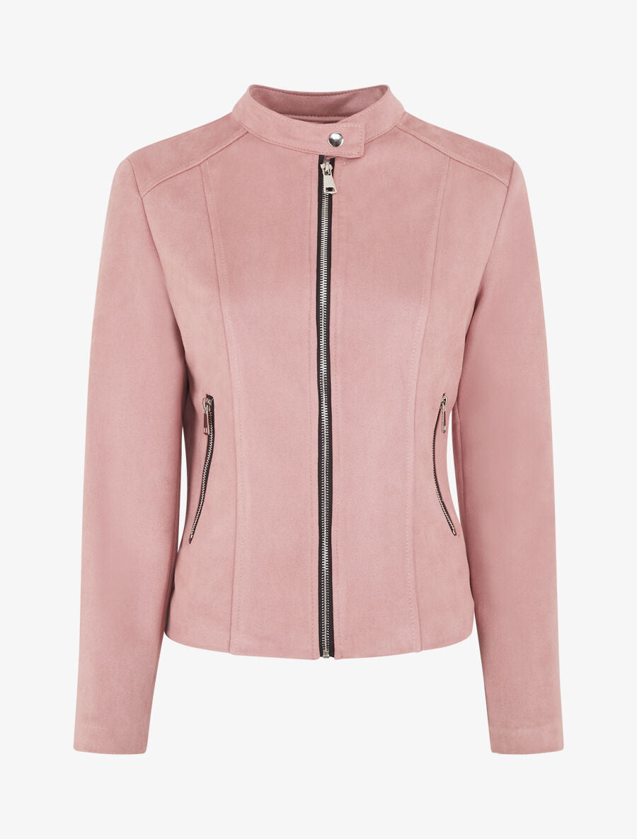 Veste en suédine zippée - Rose - 1