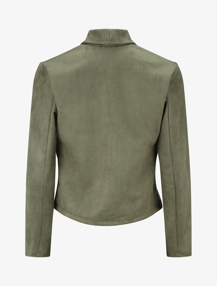 Veste en suédine à pans asymétriques - Kaki - 2