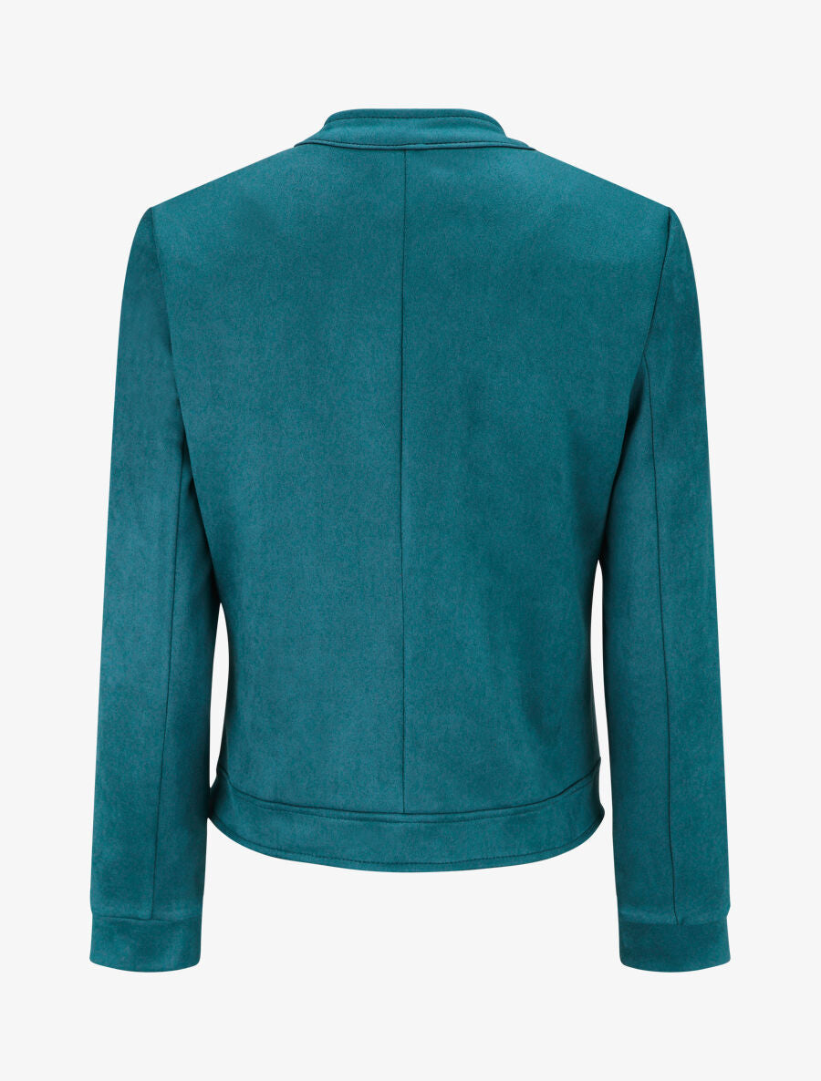 Veste en suédine à poches zippées - Bleu canard - 2