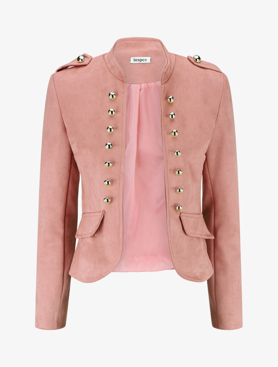 Veste en suédine à boutons décoratifs - Rose - 1