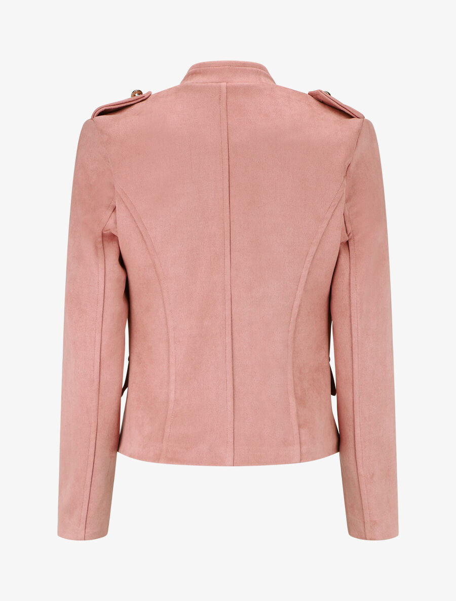 Veste en suédine à boutons décoratifs - Rose - 2