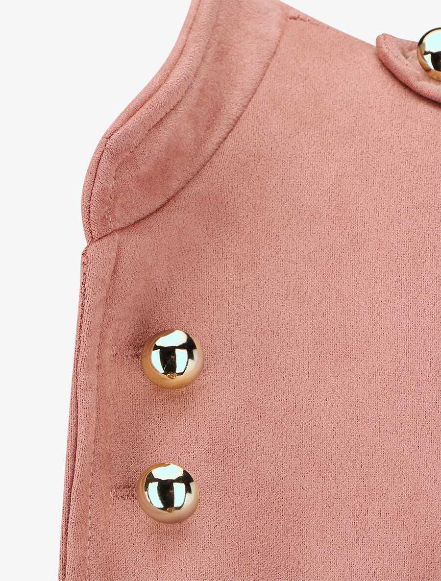 Veste en suédine à boutons décoratifs - Rose - 3