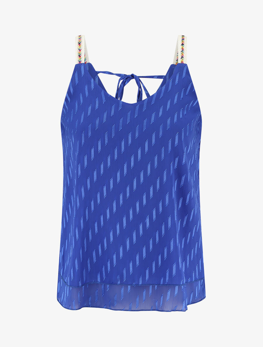 Débardeur droit en voile bretelles fantaisies - Bleu électrique - 1